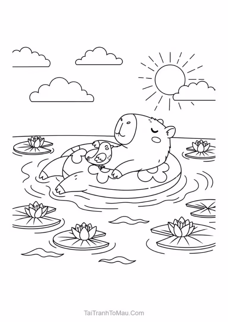 Tô màu capybara dễ thương, ảnh số 4 cho bé.