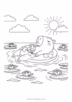 Tô màu capybara dễ thương, ảnh số 4 cho bé.