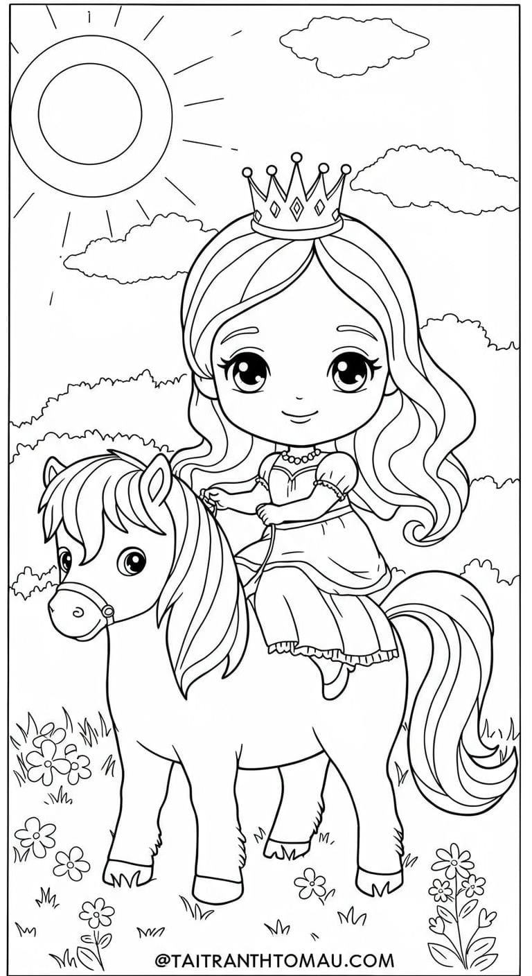 Bộ tranh tô Công chúa chibi dễ thương