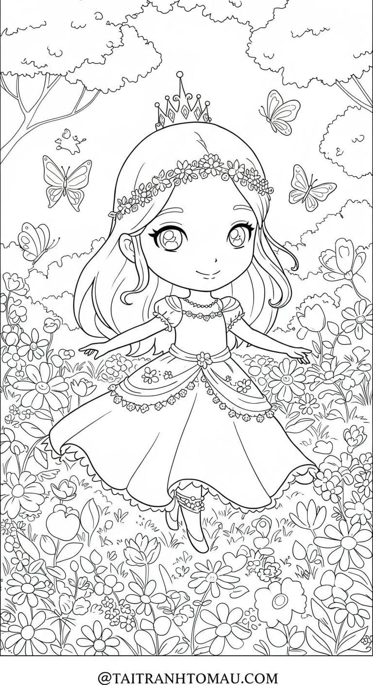 Bộ tranh tô Công chúa chibi dễ thương