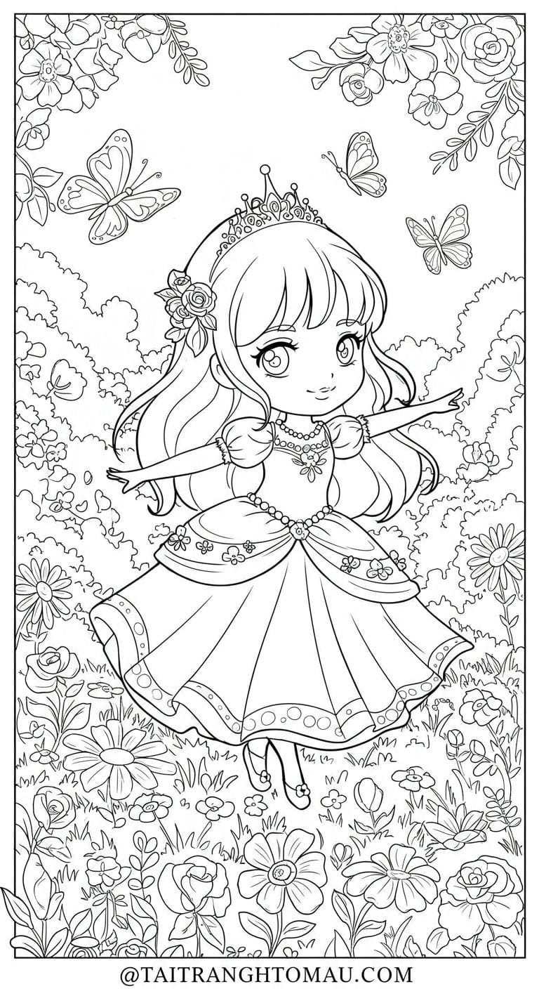 Bộ tranh tô Công chúa chibi dễ thương