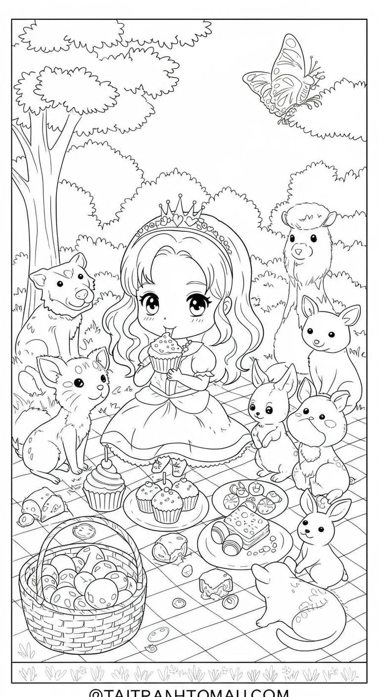 Bộ tranh tô Công chúa chibi dễ thương