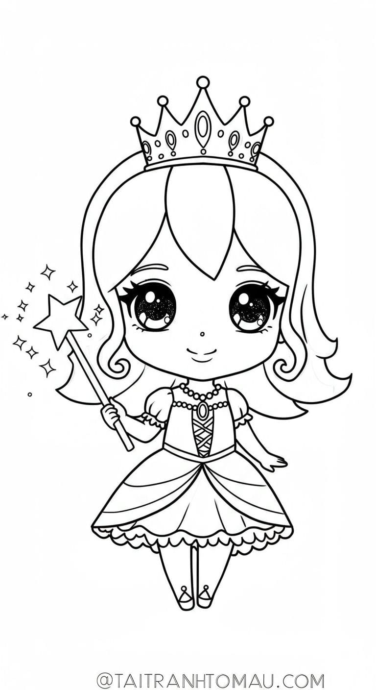 Bộ tranh tô Công chúa chibi dễ thương