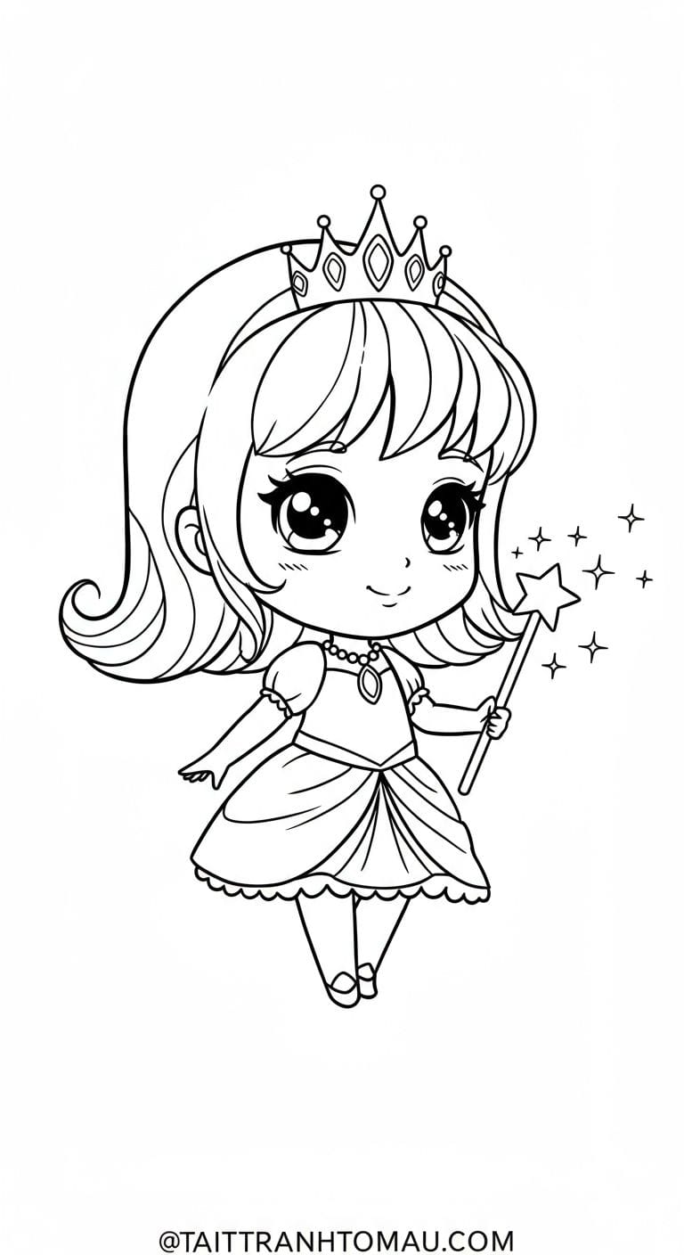 Bộ tranh tô Công chúa chibi dễ thương