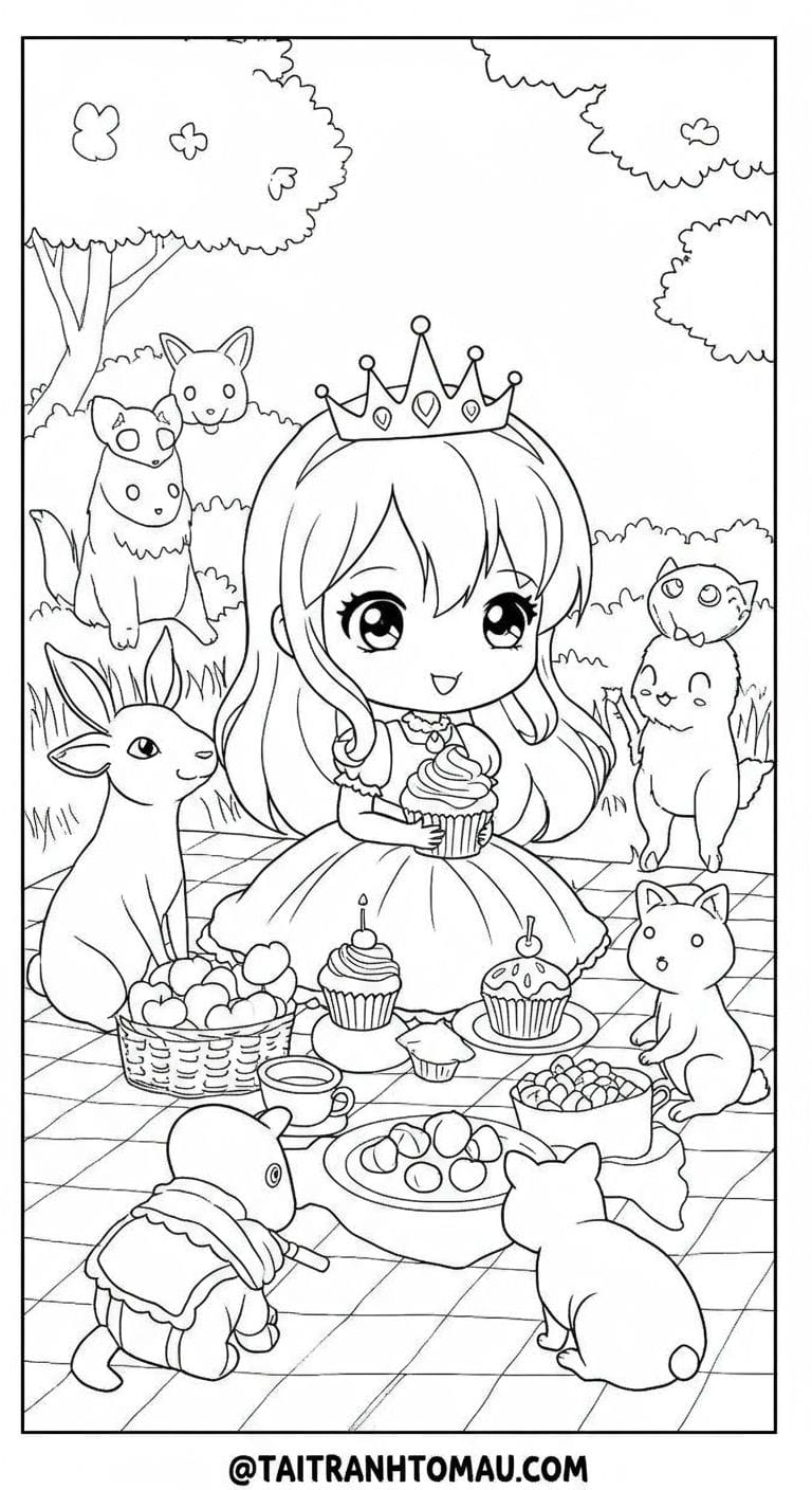 Bộ tranh tô Công chúa chibi dễ thương