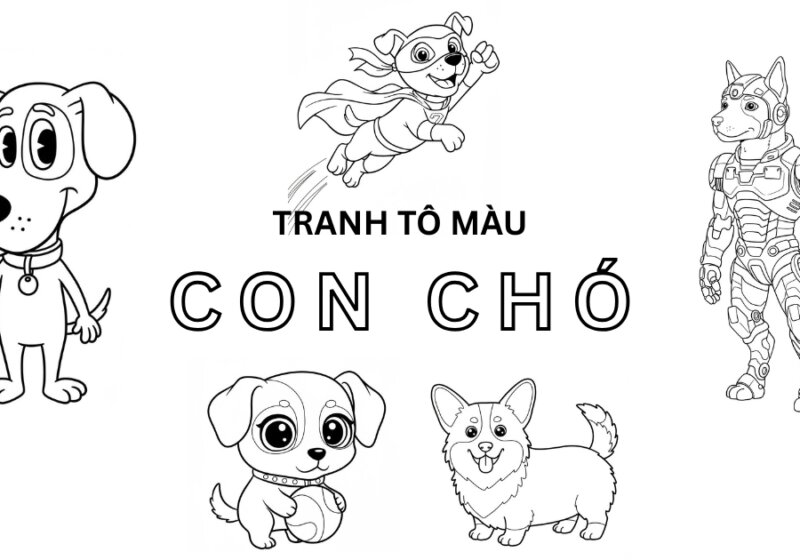 Tải 100+ Tranh tô màu con chó dễ thương cho bé