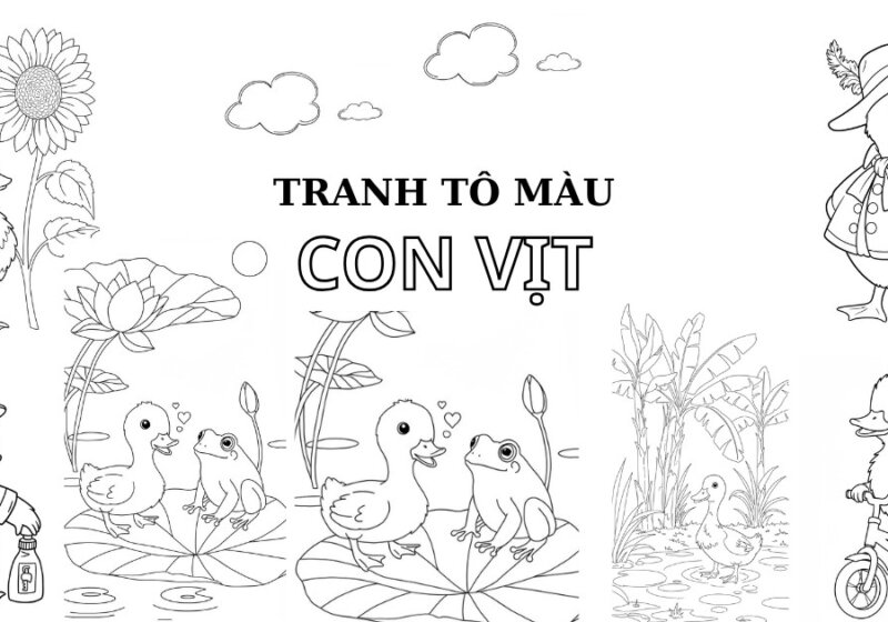 Full bộ 50+ tranh tô màu con vịt lông vàng
