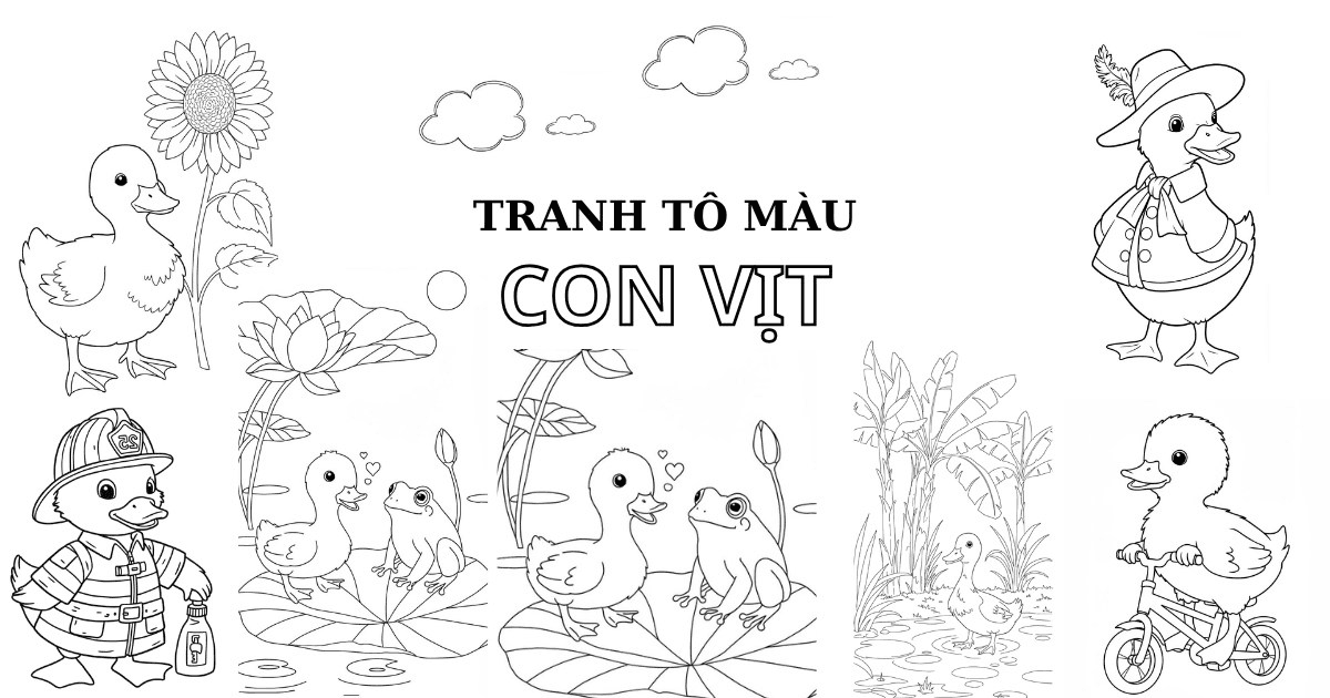 Full bộ 50+ tranh tô màu con vịt lông vàng 32 Full bộ 50+ tranh tô màu con vịt lông vàng