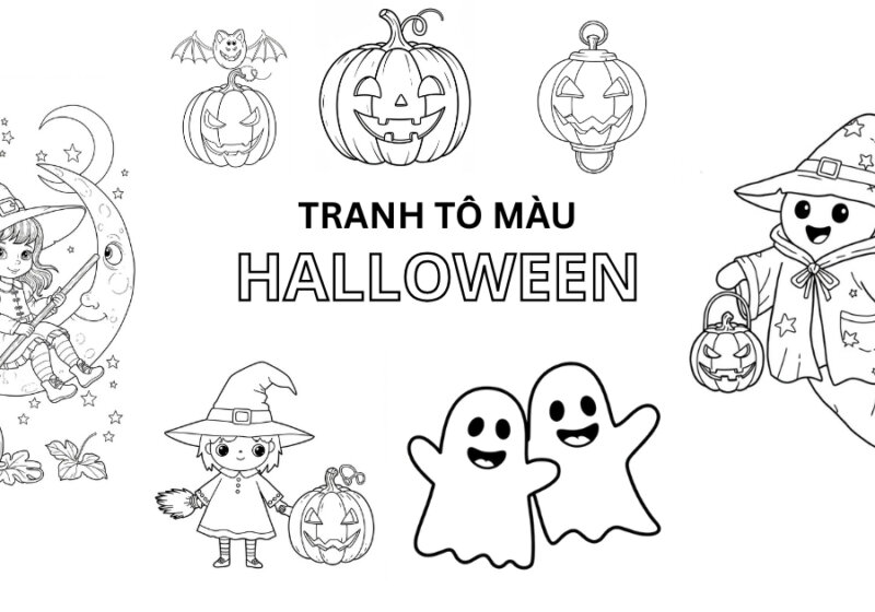 Bộ 50+ Tranh Tô Màu Halloween Dễ Thương – Bí Ngô, Ma Nhí, Phù Thủy Bé