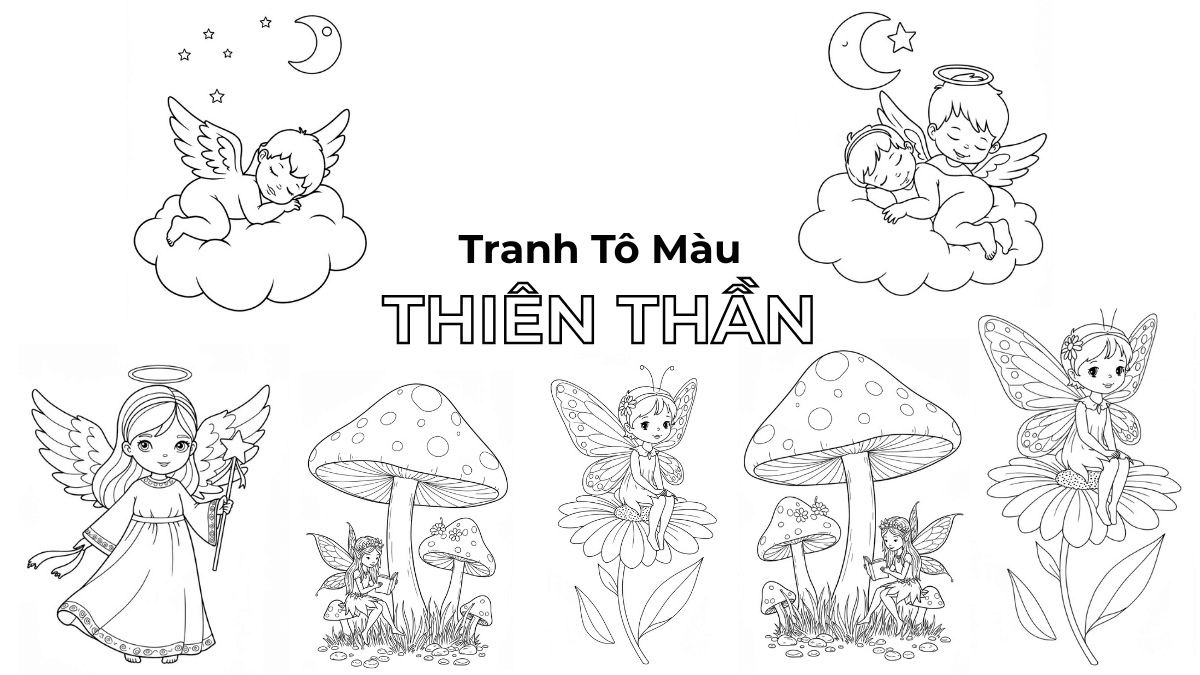 Bộ sưu tập tranh tô màu thiên thần và nàng tiên đẹp lung linh