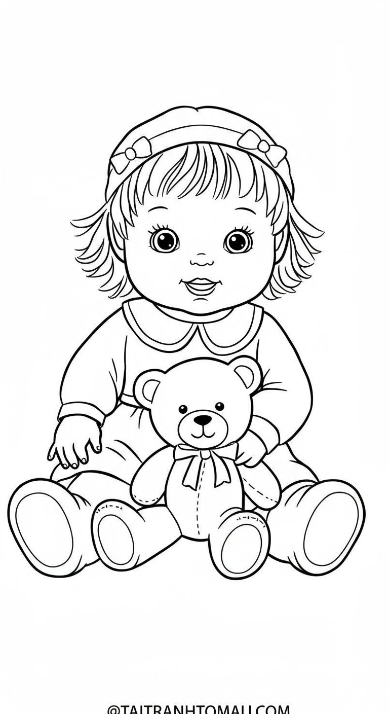 Bộ tranh búp bê đơn giản cho bé gái 3 - 5 tuổi