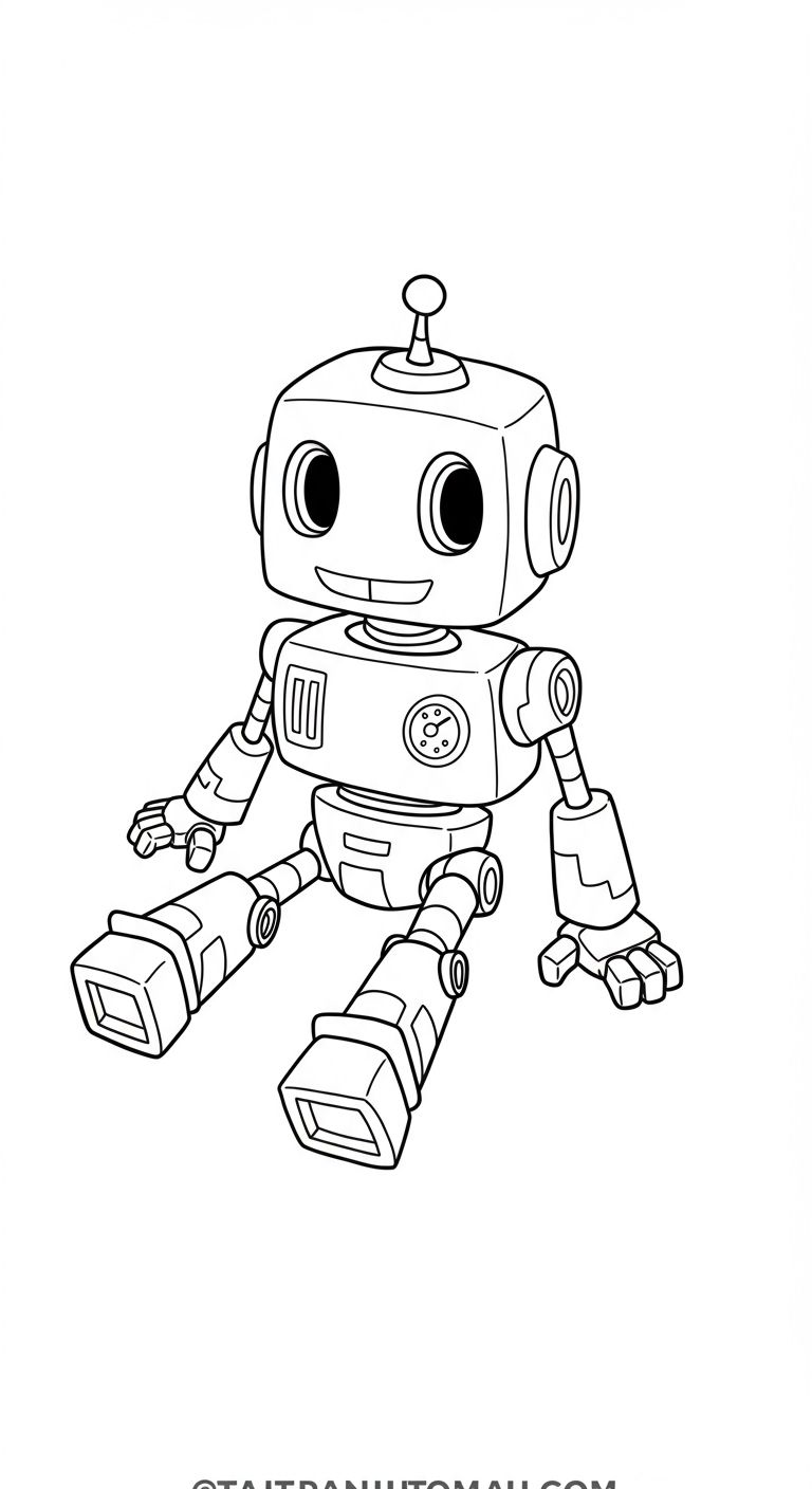 Bộ tranh tô robot đơn giản cho bé 3 - 5 tuổi