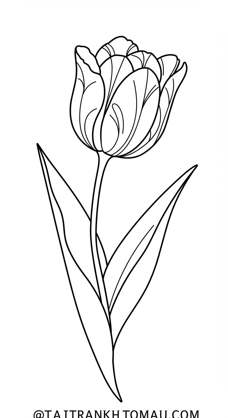 Tranh tô màu hoa tulip đơn giản cho bé Tranh tô màu hoa tulip đơn giản cho bé