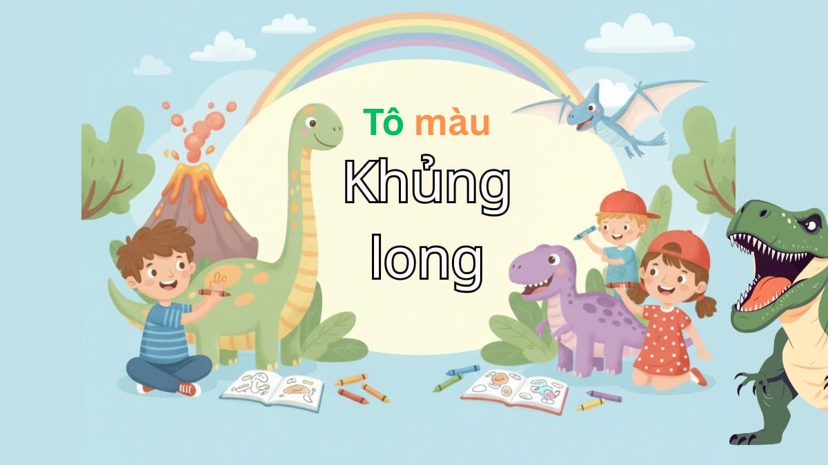 tranh to mau khung long cho be