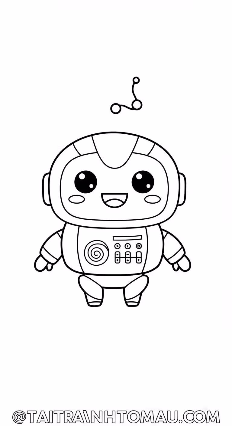 Tranh tô màu robot tròn đáng yêu cho bé.