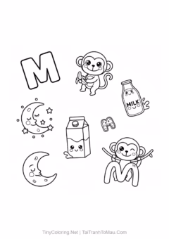 Tranh tô màu bảng chữ cái - Chữ M
