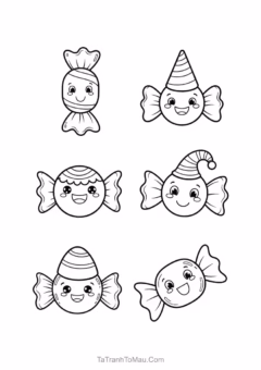Tranh Tô Màu Bánh Kẹo Kawaii Cute – chiếc cupcake nhỏ xinh.