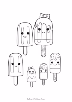 Tranh Tô Màu Bánh Kẹo Kawaii Cute – viên kẹo dẻo hình gấu.