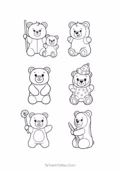 Tranh tô màu bánh làm thành bạn gấu 1