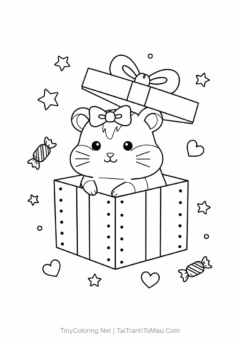 Tranh tô màu chuột hamster kawaii -món quà tuyệt vời
