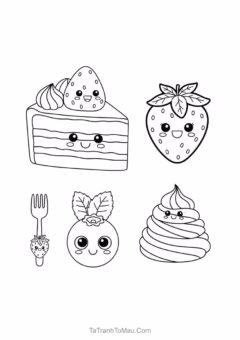 Tranh tô màu kẹo ngọt cute