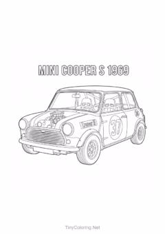 tranh tô màu xe đua cổ - mini cooper s1969