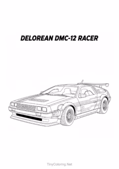 Tranh tô màu xe đua - delorean dmc 12