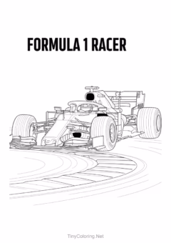 Tranh Tô Màu Xe Đua F1 – chiếc xe đua F1 lao trên đường đua.