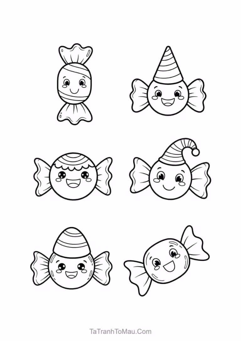 Adorable rainbow kawaii lollipops coloring sheet