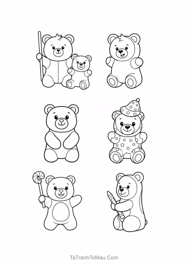 Tranh tô màu bánh làm thành bạn gấu 1