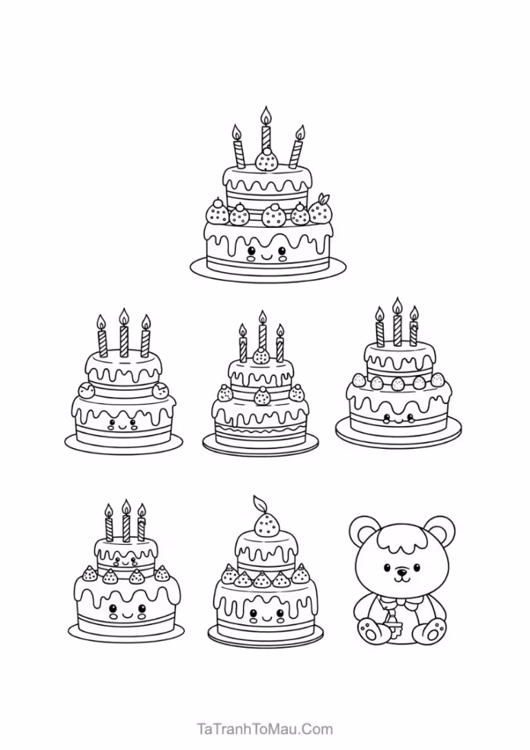 Tranh tô màu Tải 100+ Tranh Tô Màu Bánh Kẹo Kawaii Cute, Miễn Phí Cho Bé [PDF A4] hình mẫu 3