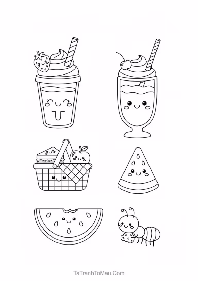 Cute ice cream sundae coloring page for toddlers