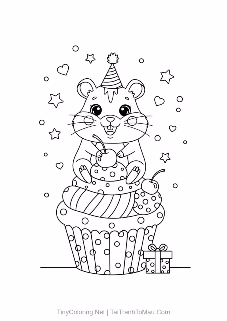 Tranh tô màu Tải 100+ Tranh Tô Màu Hamster Cute, Dễ Thương Cho Bé [Miễn Phí PDF A4] hình mẫu 26