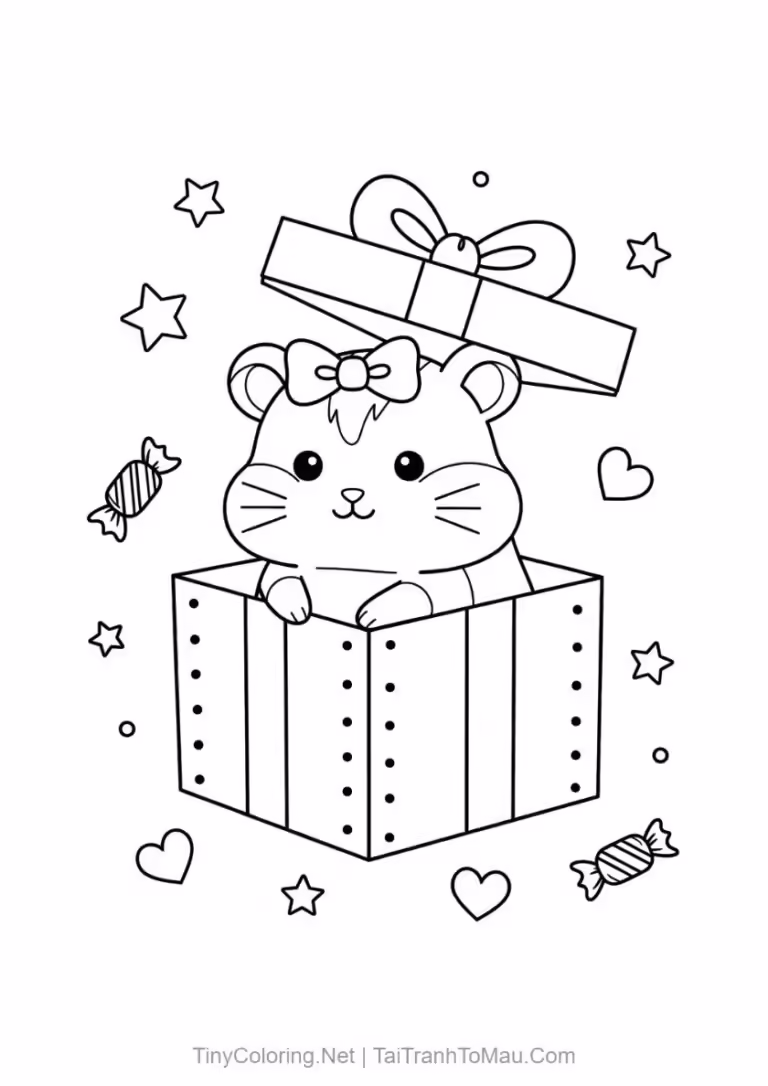 Tranh tô màu chuột hamster kawaii -món quà tuyệt vời