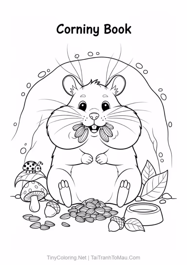 Tranh tô màu hamster đang ăn hạt hướng dương