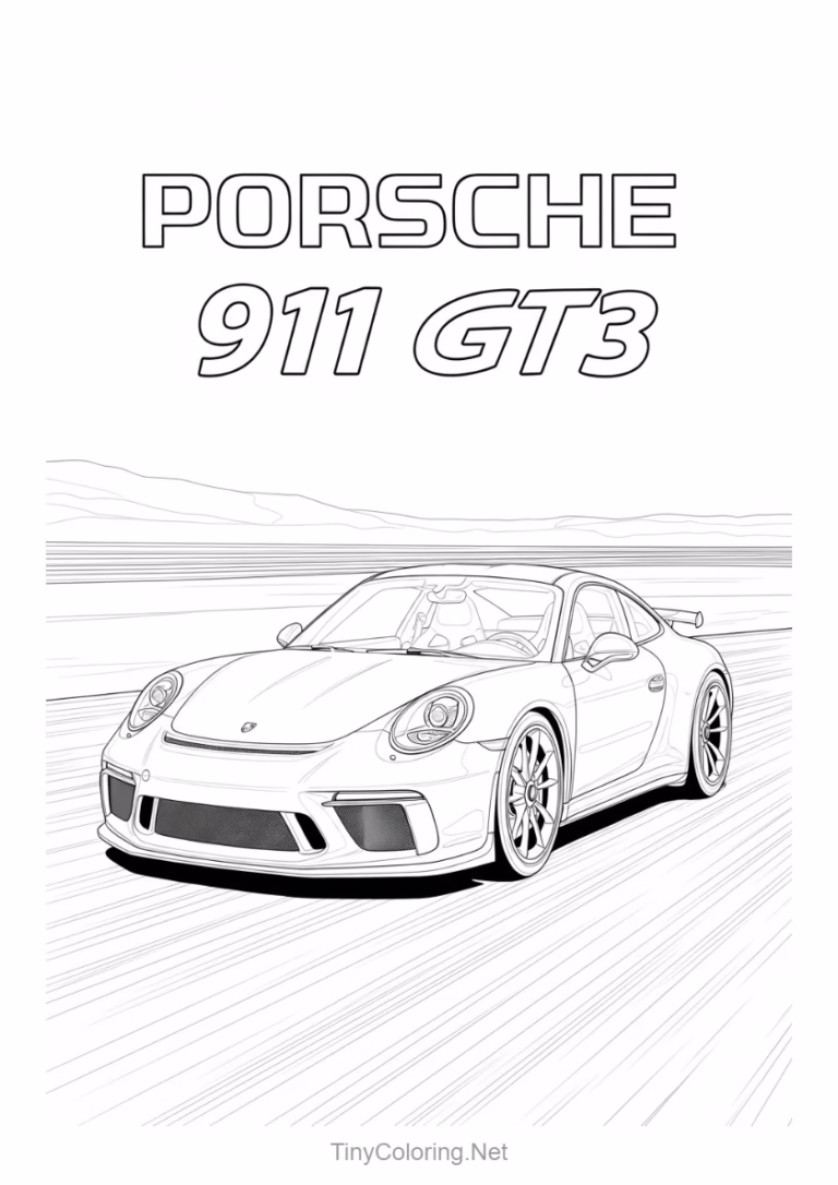 Tranh tô màu xe đua Porsche 944 GT3 ngầu cho bé trai
