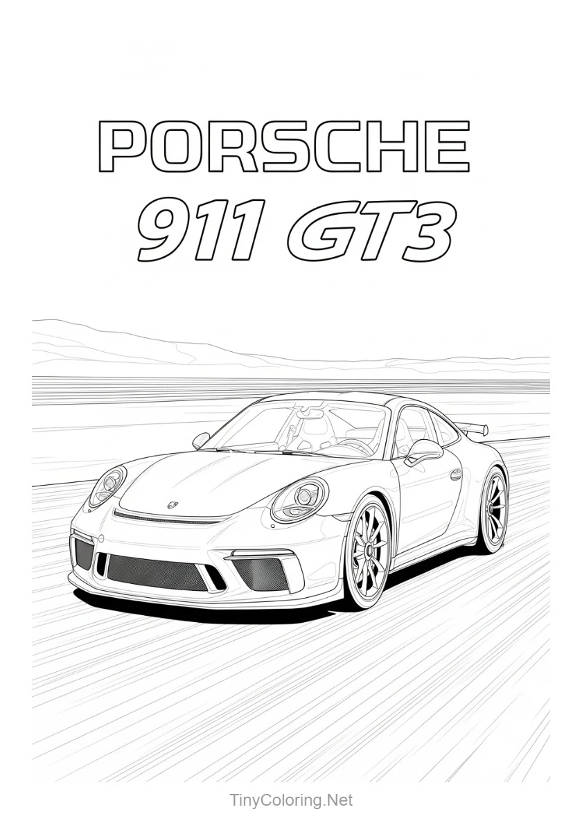 100+ Tranh Tô Màu Xe Đua F1, Xe Thể Thao, Xe Cổ Điển Cho Bé 20 Tranh tô màu xe đua - Porsche 944 GT3