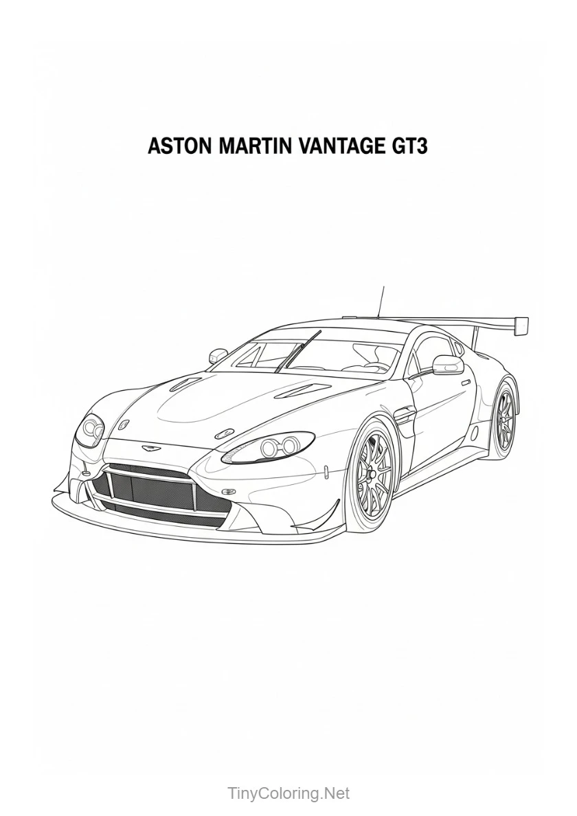 100+ Tranh Tô Màu Xe Đua F1, Xe Thể Thao, Xe Cổ Điển Cho Bé 22 Tranh tô màu xe đua cổ - Aston martin Average GT3