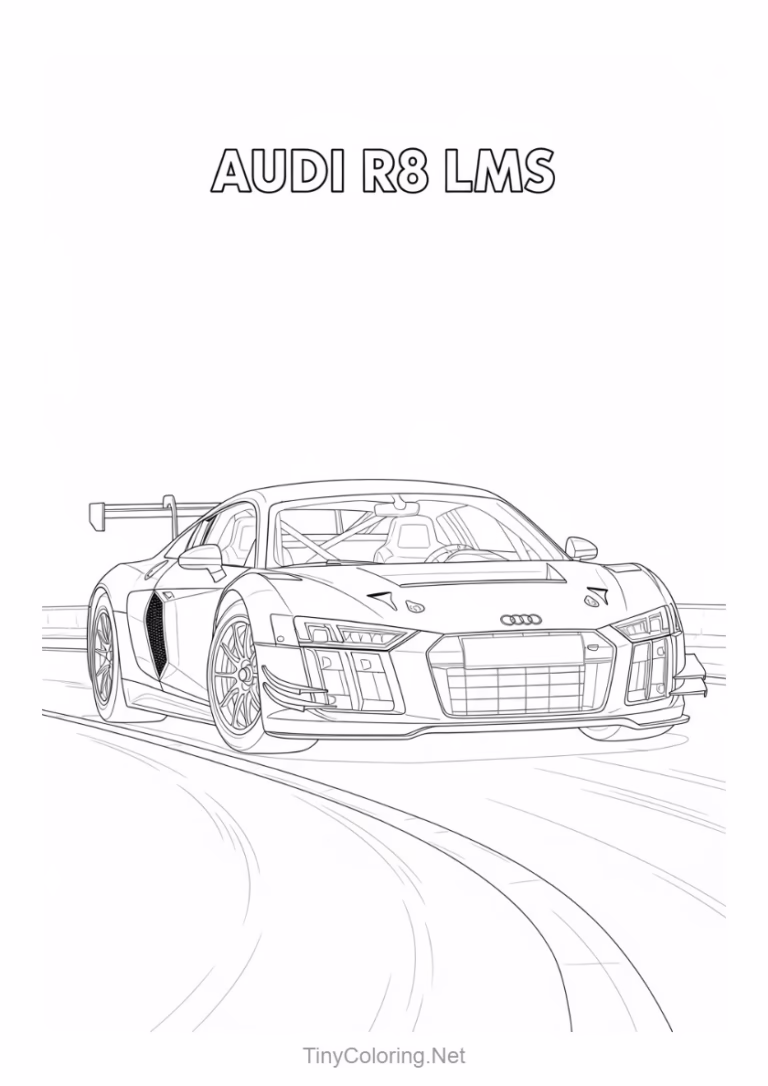 Tranh tô màu xe đua cổ - Audi r8