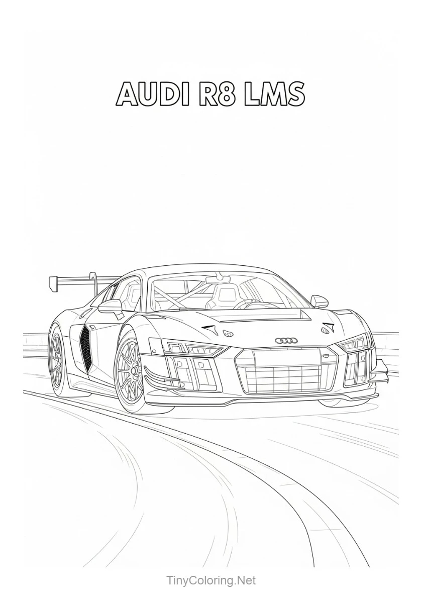 100+ Tranh Tô Màu Xe Đua F1, Xe Thể Thao, Xe Cổ Điển Cho Bé 23 Tranh tô màu xe đua cổ - Audi r8