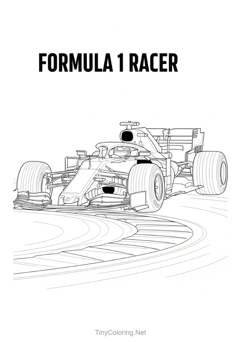 100+ Tranh Tô Màu Xe Đua F1, Xe Thể Thao, Xe Cổ Điển Cho Bé 13 Tranh tô màu xe đua - Formula 1 racer
