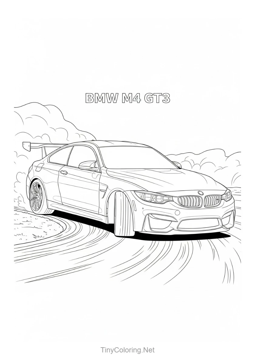 100+ Tranh Tô Màu Xe Đua F1, Xe Thể Thao, Xe Cổ Điển Cho Bé 24 Tranh tô màu xe đua cổ - BMW M4 GT3