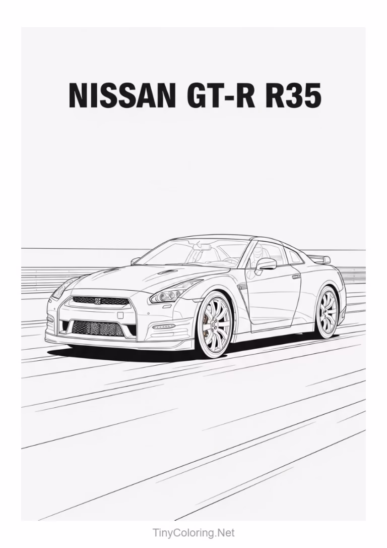 Tranh tô màu xe đua NISSAN GT-R35 phong cách cổ điển