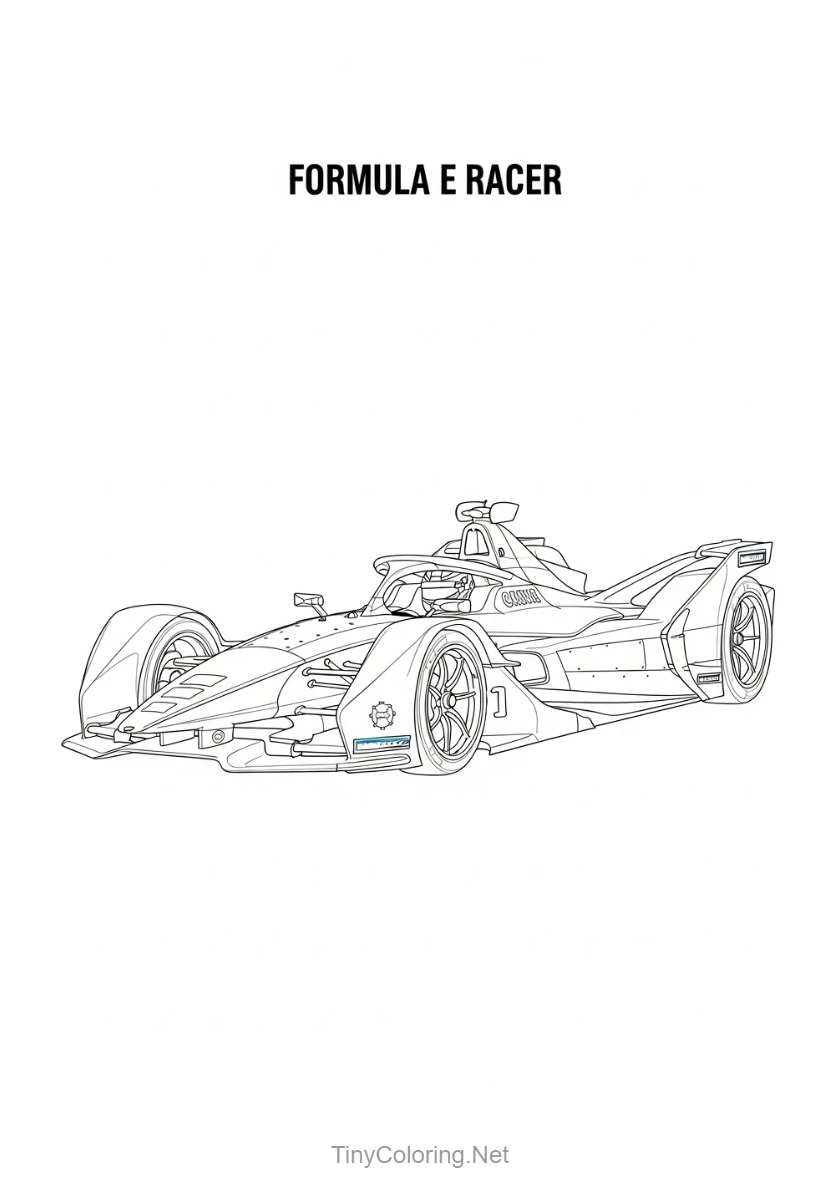 100+ Tranh Tô Màu Xe Đua F1, Xe Thể Thao, Xe Cổ Điển Cho Bé 26 Tranh tô màu xe đua cổ -FORMULA MODEL E RACER
