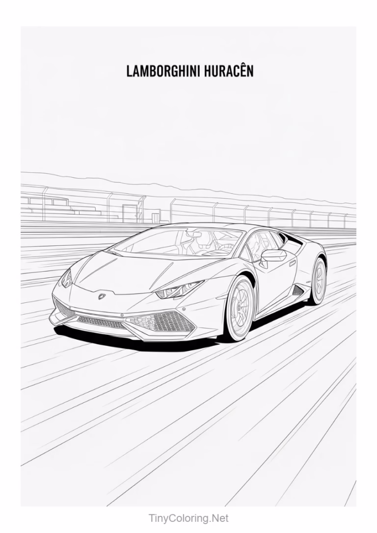 Tranh tô màu siêu xe Lamborghini mạnh mẽ cho bé trai