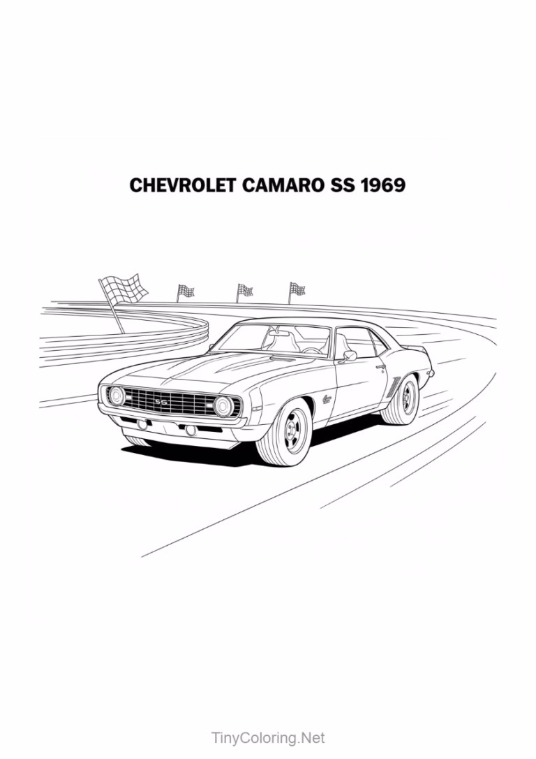 Tranh tô màu xe đua cổ điển Chevrolet Camaro SS 1969