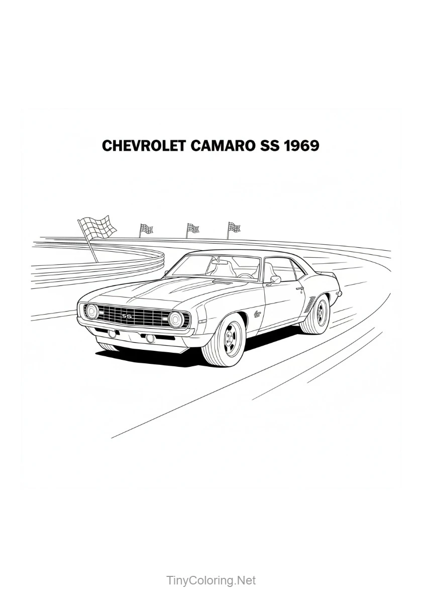 100+ Tranh Tô Màu Xe Đua F1, Xe Thể Thao, Xe Cổ Điển Cho Bé 28 tranh tô màu xe đua cổ - chevrolet camaro ss 1969