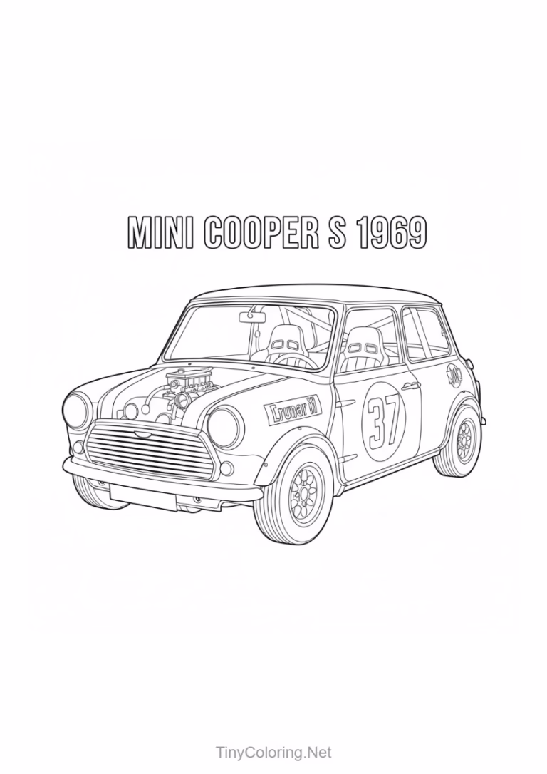 tranh tô màu xe đua cổ - mini cooper s1969