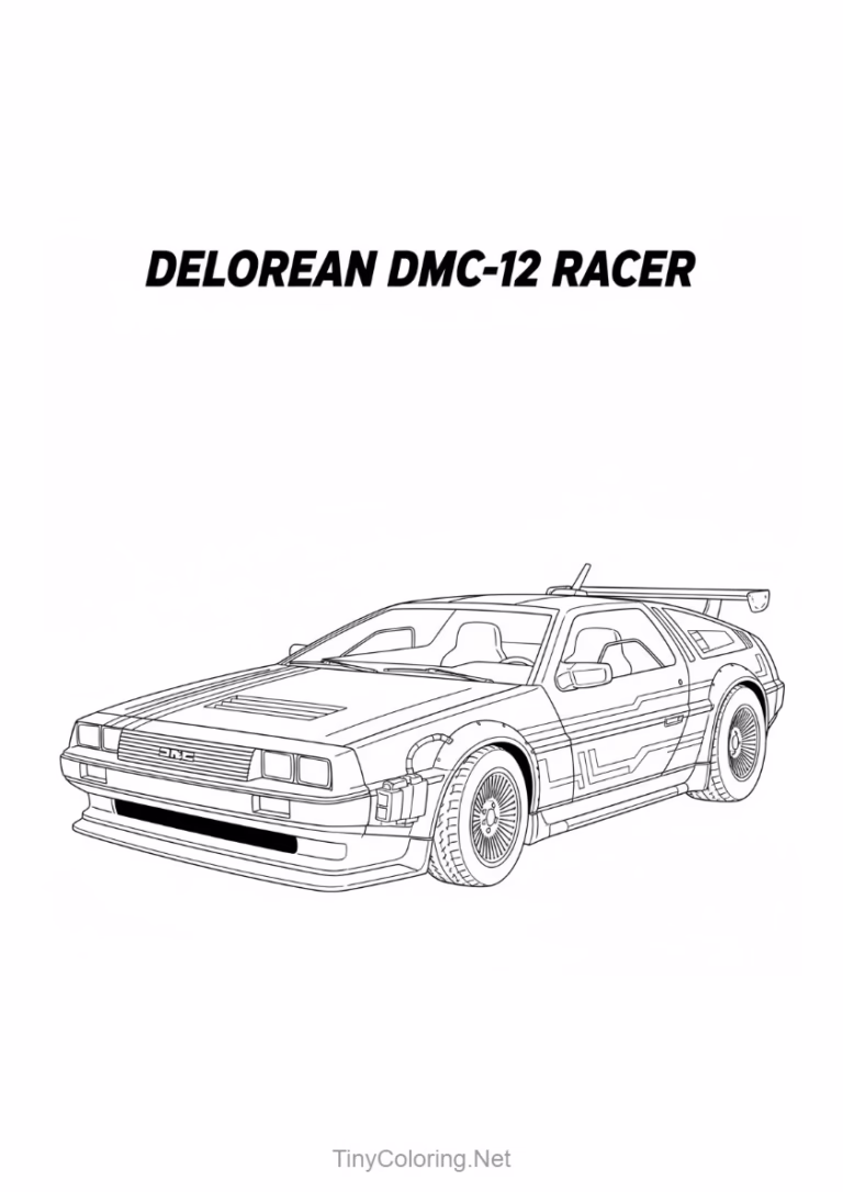 Tranh tô màu xe đua - delorean dmc 12