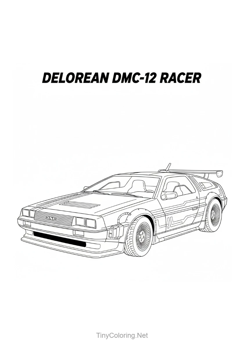 100+ Tranh Tô Màu Xe Đua F1, Xe Thể Thao, Xe Cổ Điển Cho Bé 19 Tranh tô màu xe đua - delorean dmc 12